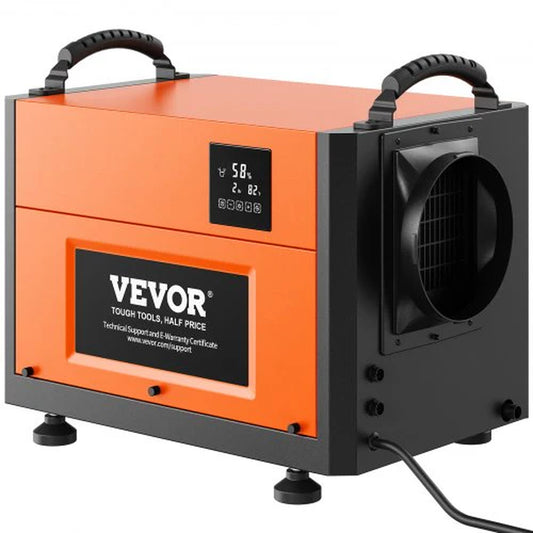 VEVOR 125-Pint Commercial Dehumidifier with Drain Hose for Crawl Spaces, Basements, and Job Sites - High Capacity Dehumidifier for Water Damage Restoration, Auto Defrost, CSA Certified
