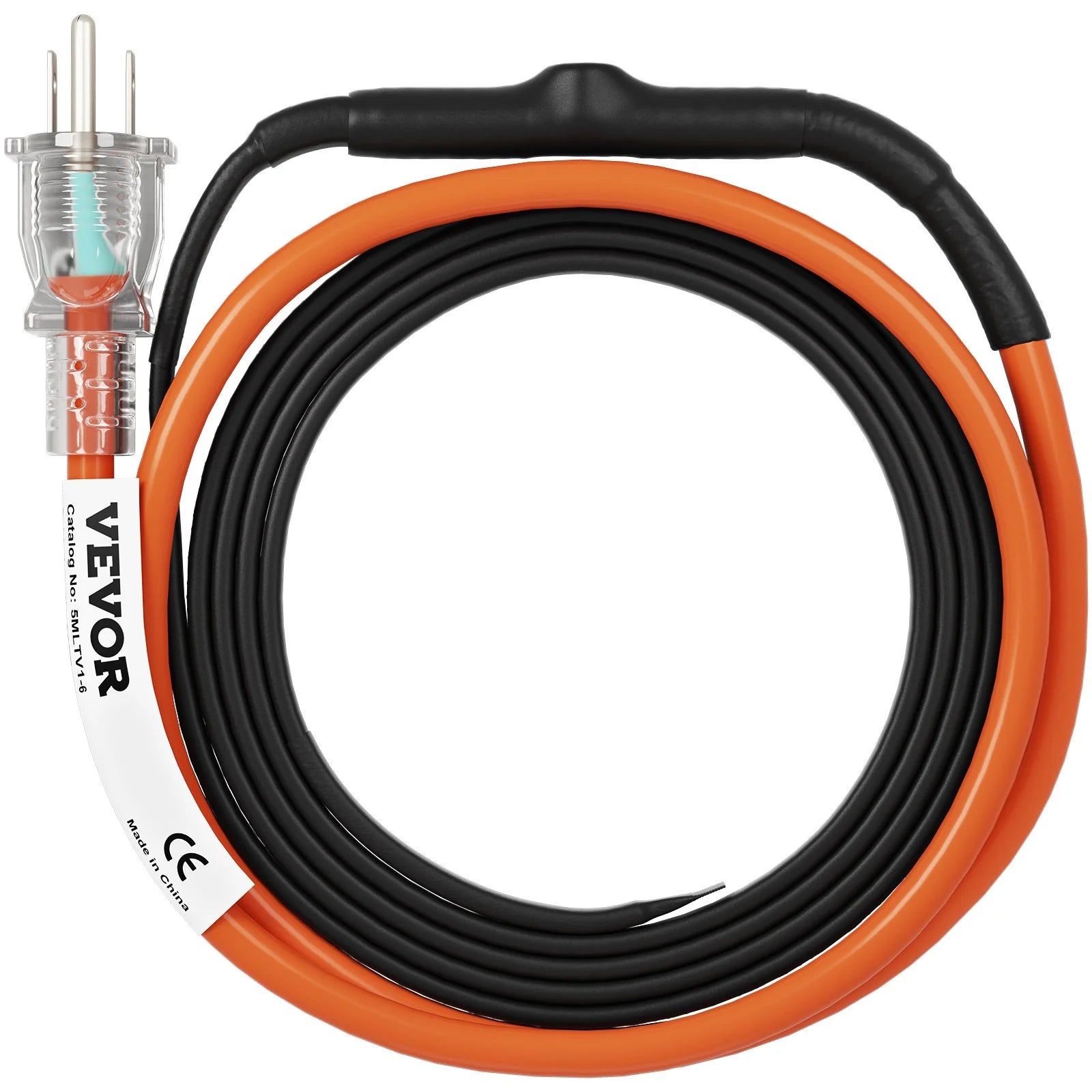 VEVOR Self-Regulating Pipe Heating Cable, 6-Feet 5W/Ft Heat Tape for Pipes Freeze Protection, Protects PVC Hose, Metal and Plastic Pipe from Freezing, 120V