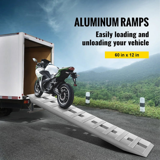 VEVOR 60'' X 12'' X 2.5''Aluminum Trailer Ramps 6000LBS Total Beavertail Hook End 1 Pair 2 Ramps